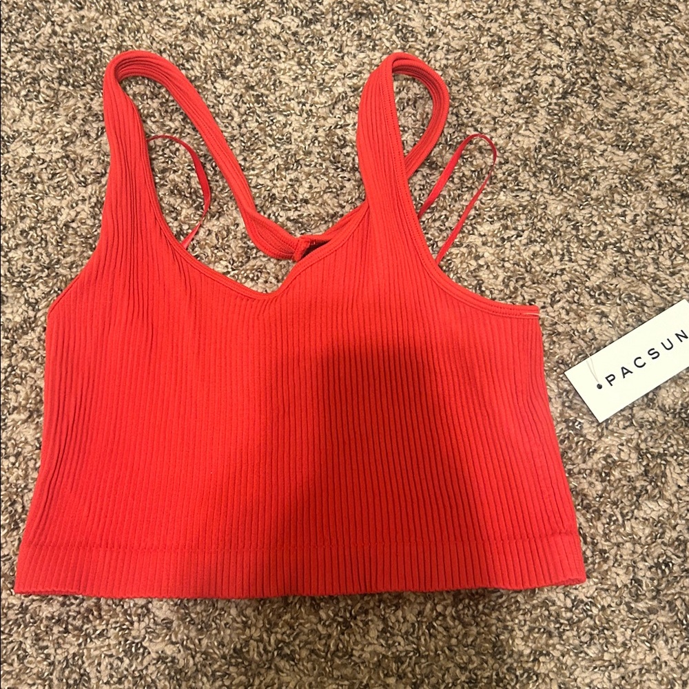 NWT Red pacsun ribbed halter top